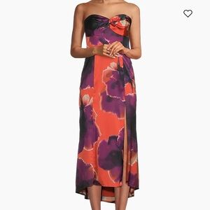 Hutch Anthropologie Bristol Floral Satin Strapless Midi Dress 12‎